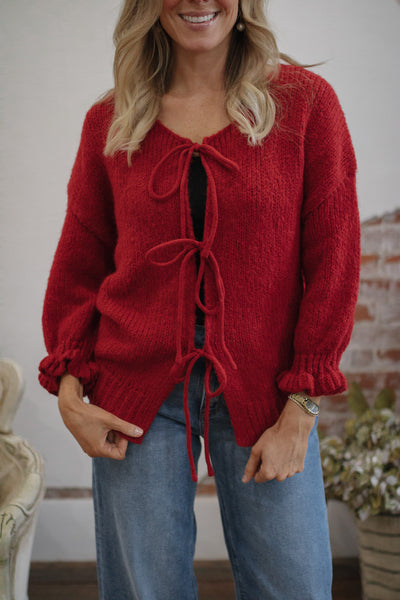 Breanna Tie Front Classic Knit Sweater