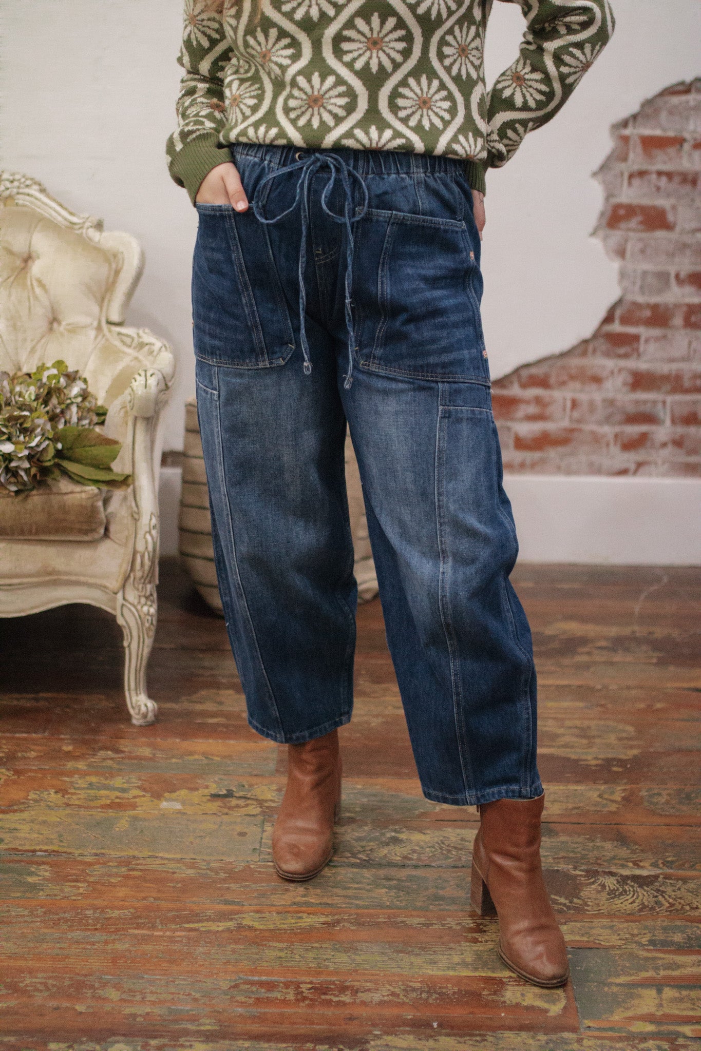 Georgie Tie Barrel Jeans