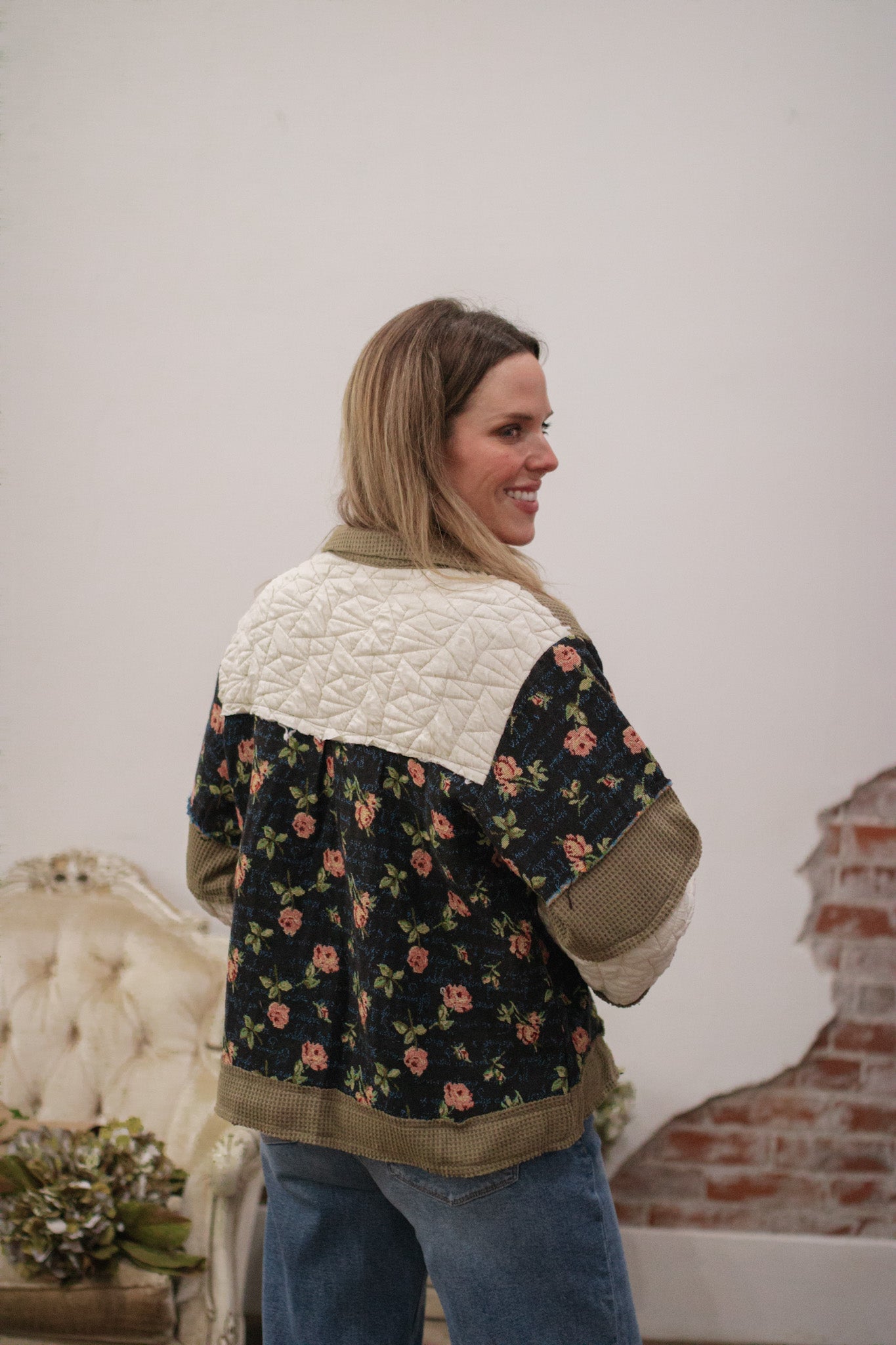 Morgan Vintage Floral Button Down Jacket