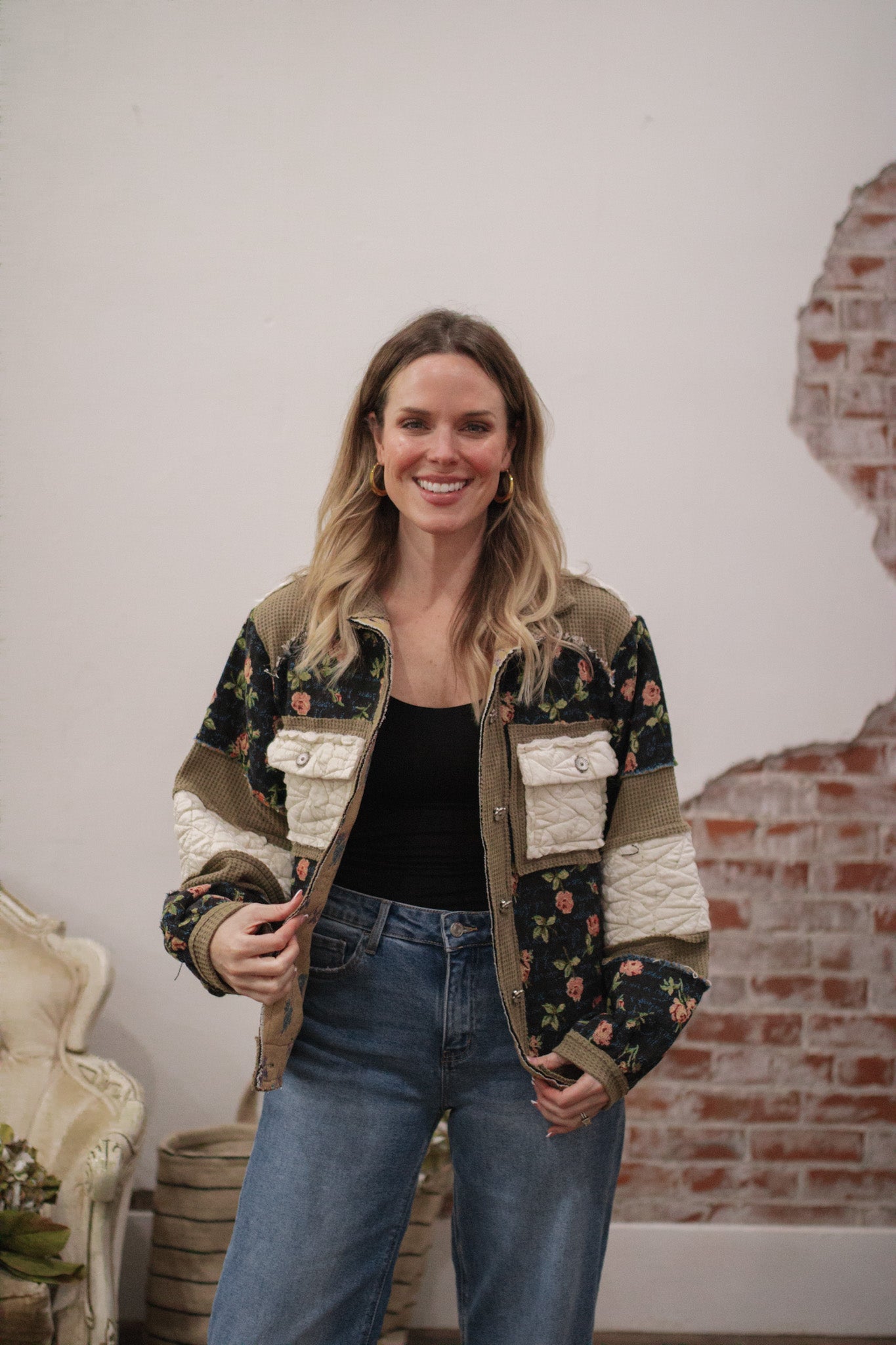 Morgan Vintage Floral Button Down Jacket