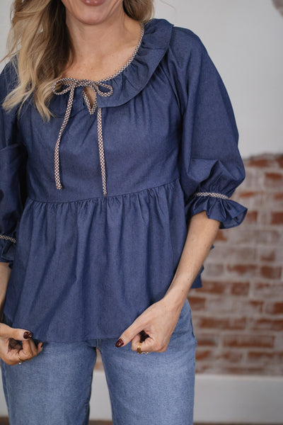 Annie Denim Babydoll Top