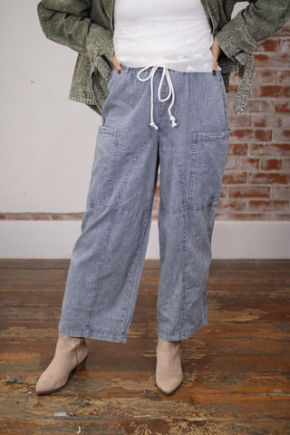 Ellie Striped Drawstring Denim Pants