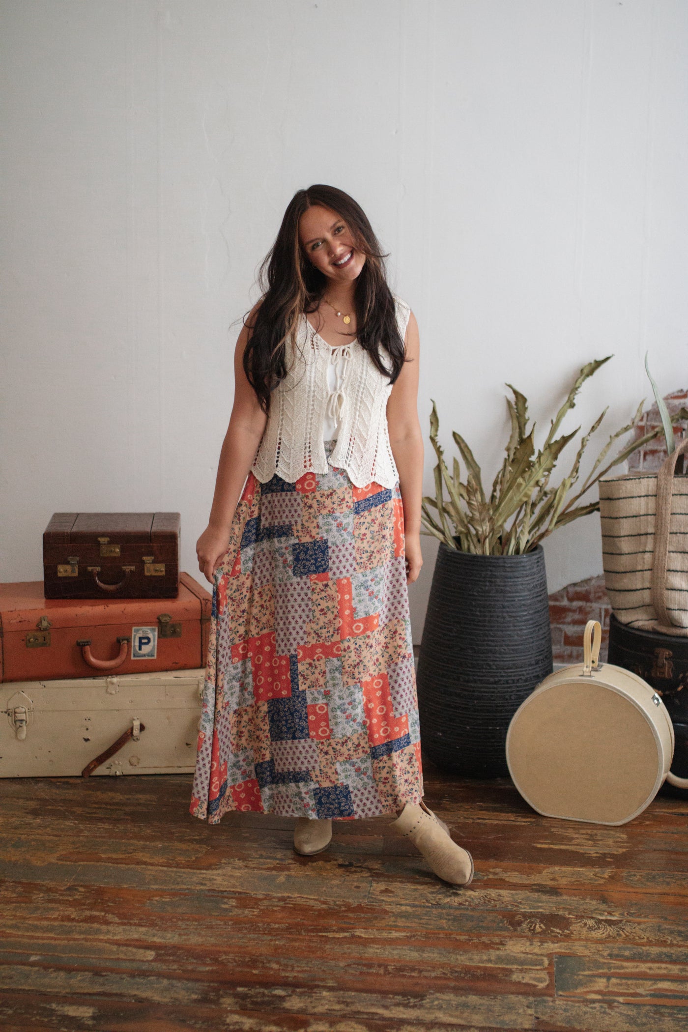 Little Bird Patchwork Midi Skirt