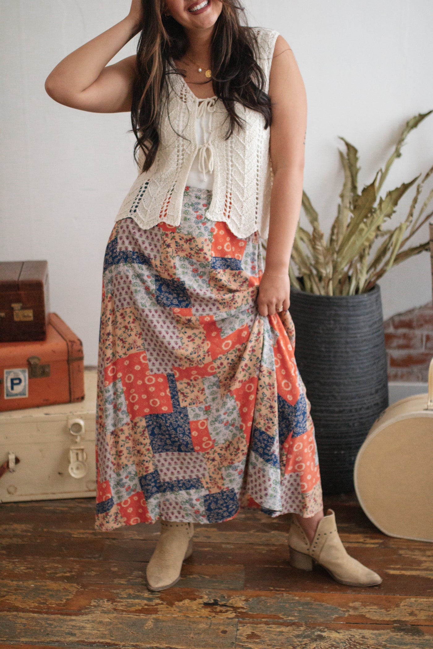 Little Bird Patchwork Midi Skirt