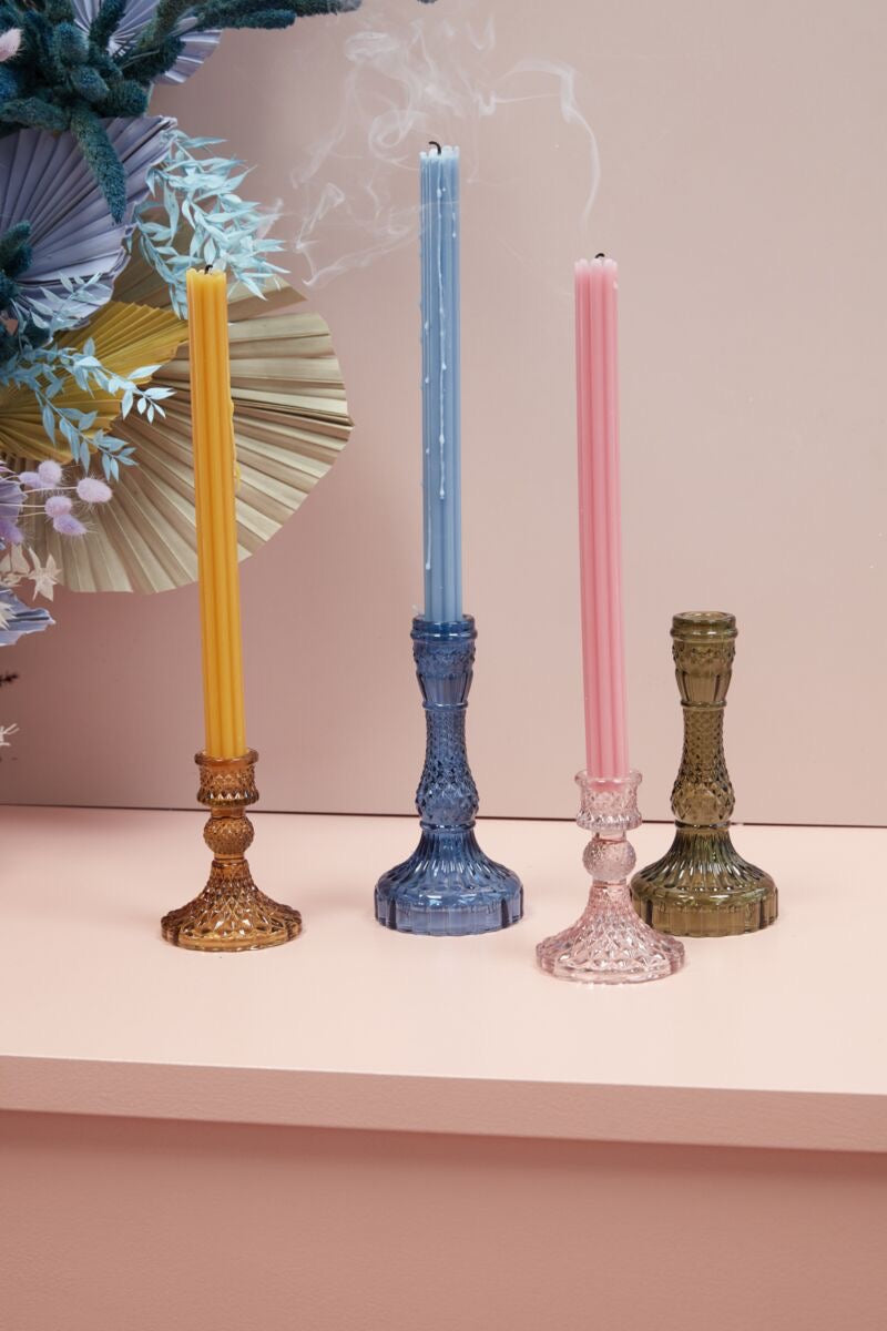 Gillian Glass Candlestick | Pink