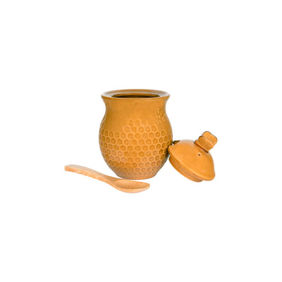 Stoneware Honey Jar + Honey Dipper