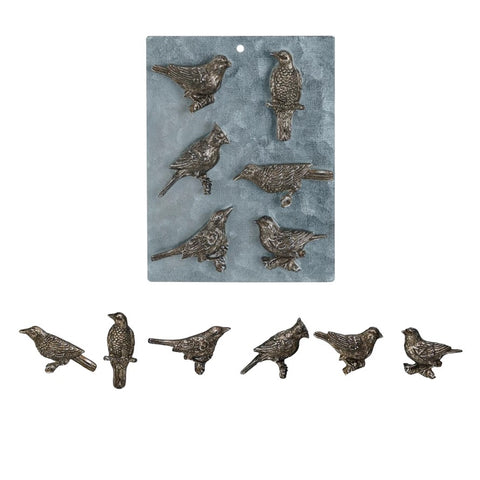 Pewter Bird Magnets |  Set of 6