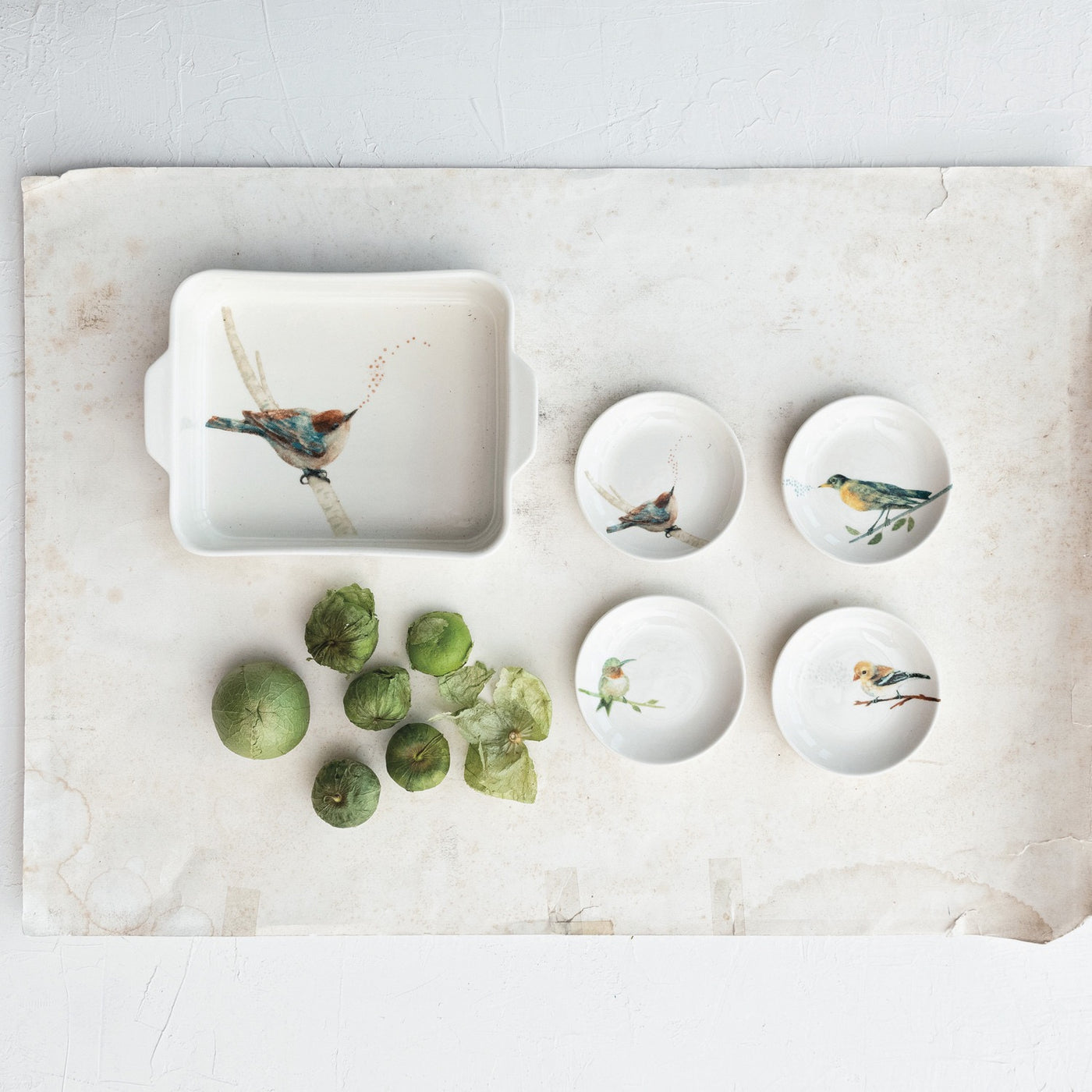 Stoneware Bird Dish