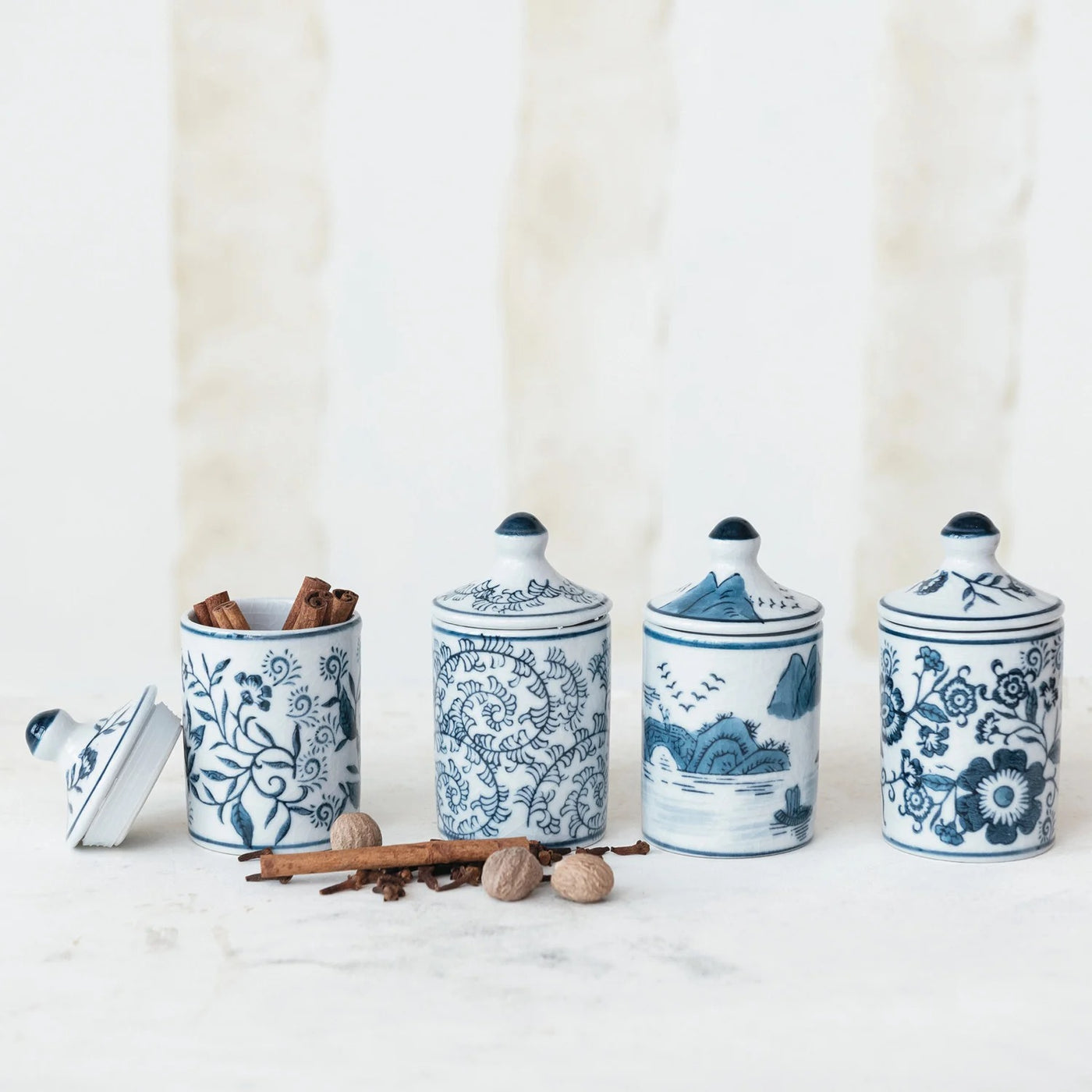 Hand-Painted Stoneware Spice Jar