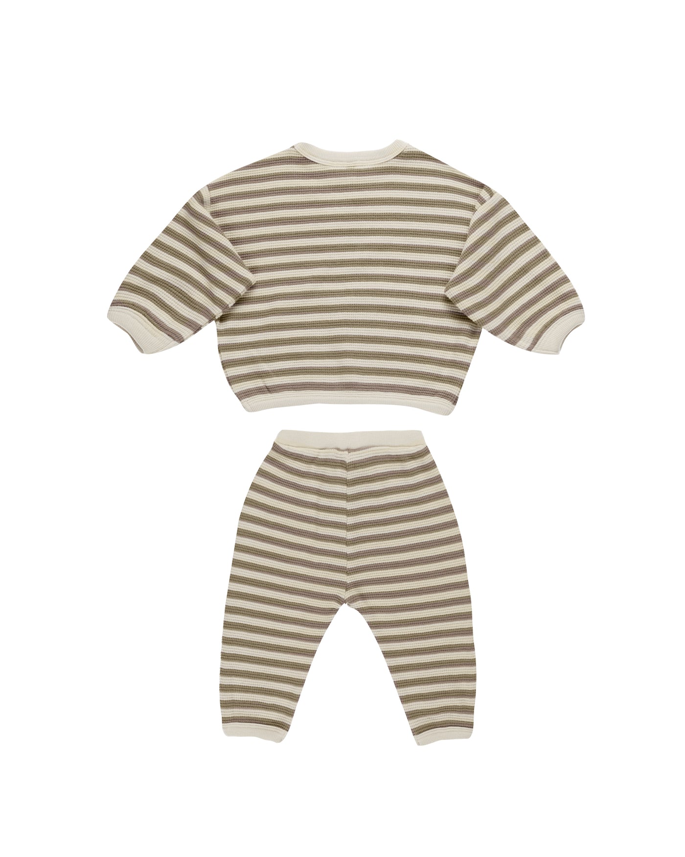 Waffle Slouch Set | Olive Stripe