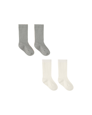 Socks Set | Ivory + Dusty Blue