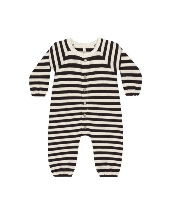 Waffle Long Sleeve Jumpsuit | Black Stripe