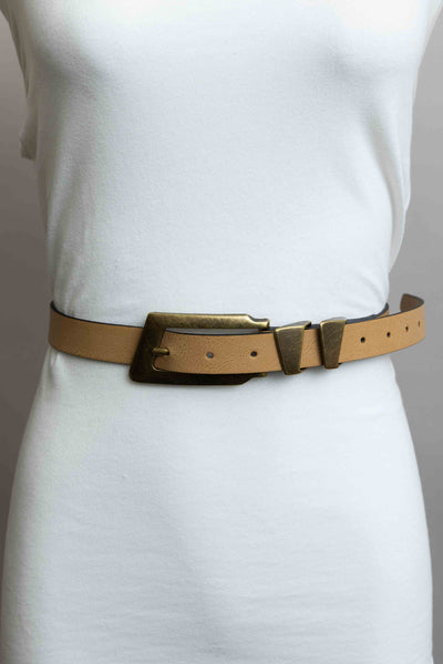 Emmie Rectangular Buckle Belt | Tan