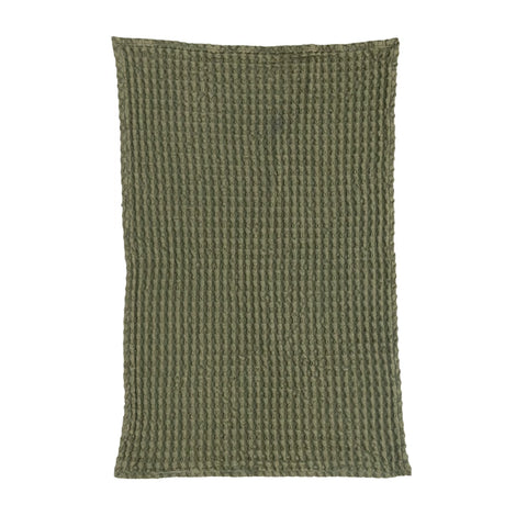 Stonewashed Cotton Waffle Weave Tea Towel | Green