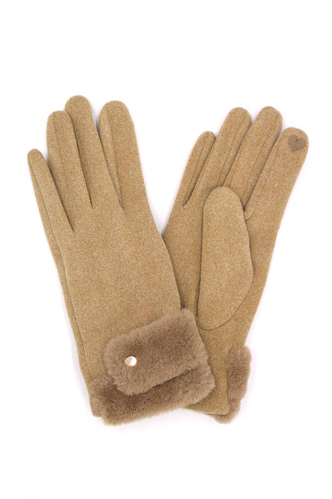 Double Faux Fur Cuff Smart Touch Winter Gloves