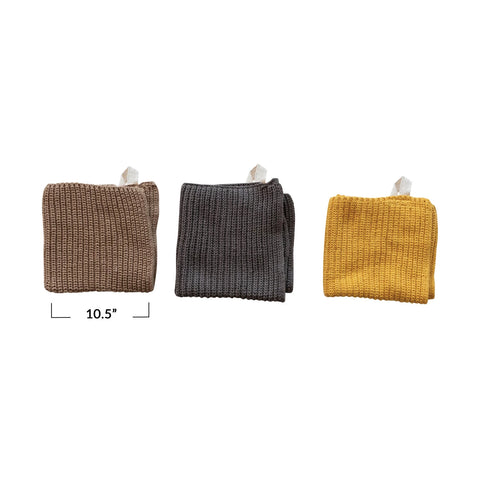 Cotton Knit Dish Cloths | Set of 3