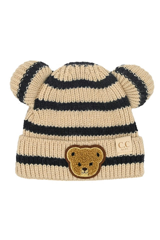 C.C. Baby Striped Teddy Bear Beanie