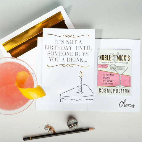 Noble Micks Card + Cocktail | Not a Birthday Until