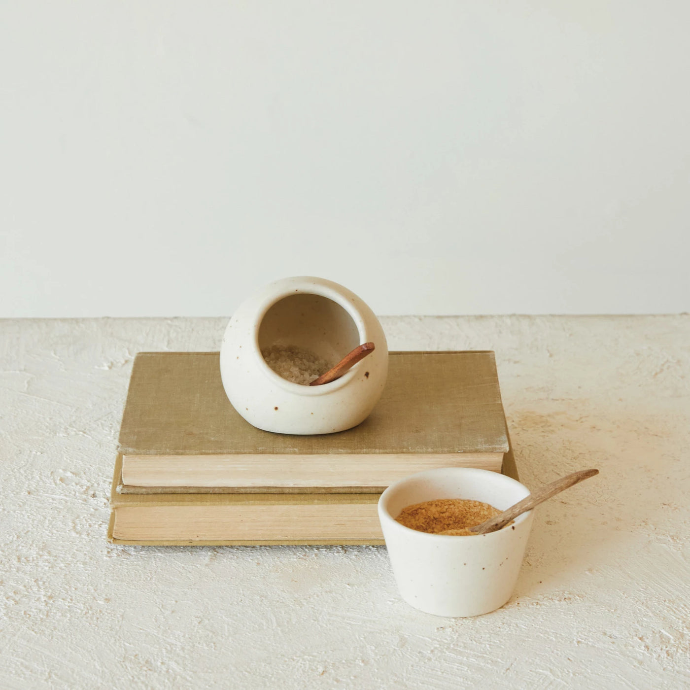 3" Stoneware Bowl w/Mango Wood Spoon