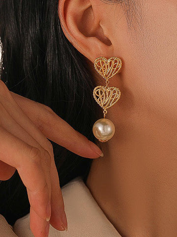 Aria French Heart and Pearl Earring