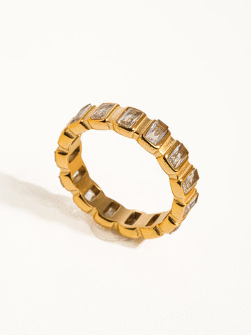 Sterling Non-Tarnish Gold Rhinestone Ring