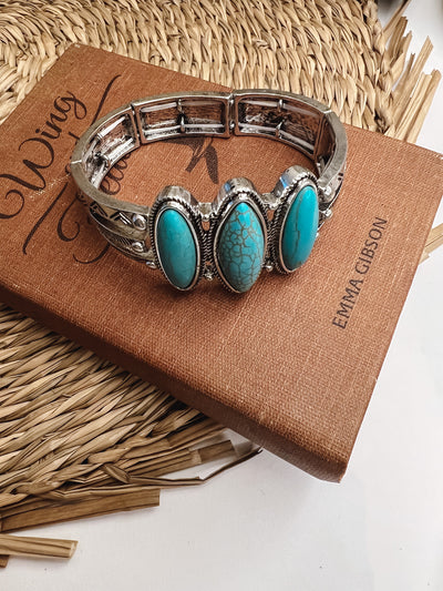 Oval Turquoise Stone Bangle Bracelet